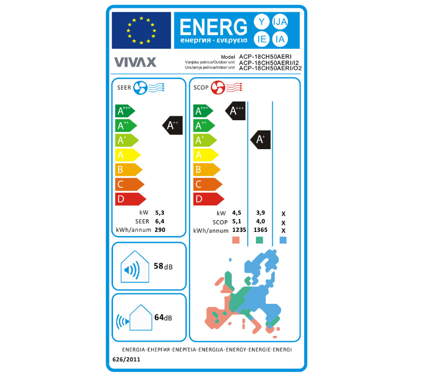 Kondicioner VIVAX ACP-18CH50AERI/I+18000 BTU Inverter Mono-Split A++/A+++ WiFi